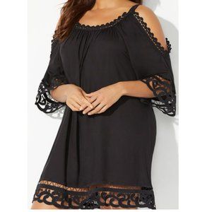 Nwt Vera Crochet Cold Shoulder Swimsuits For All Boho Black